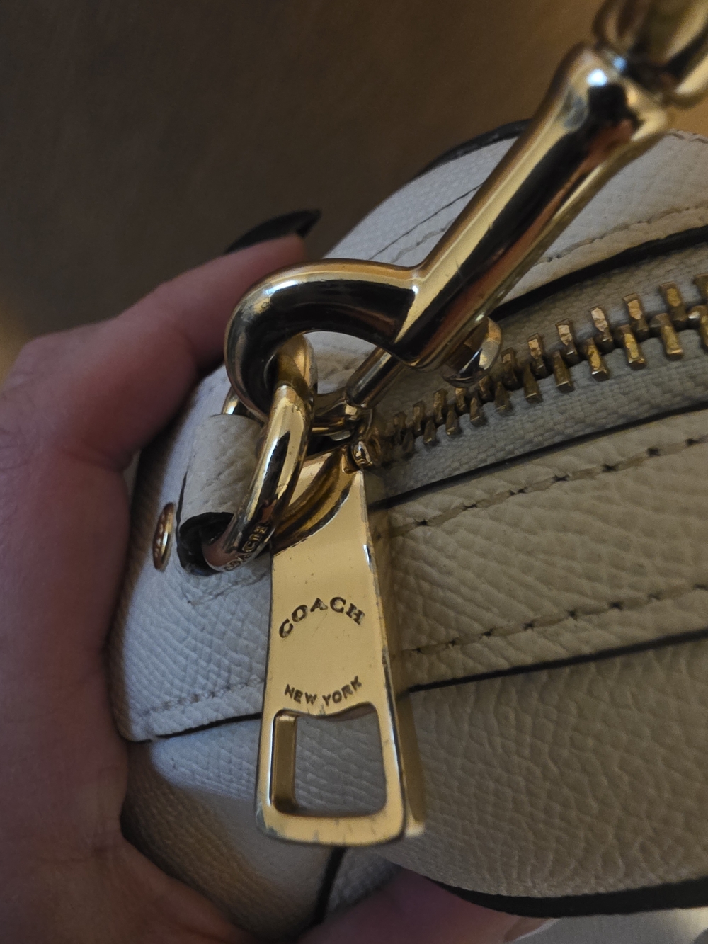Coach Rowan Satchel F79946 Chalk White Pebbled Leather Crossbody Tote Bag - Picture 15 of 16